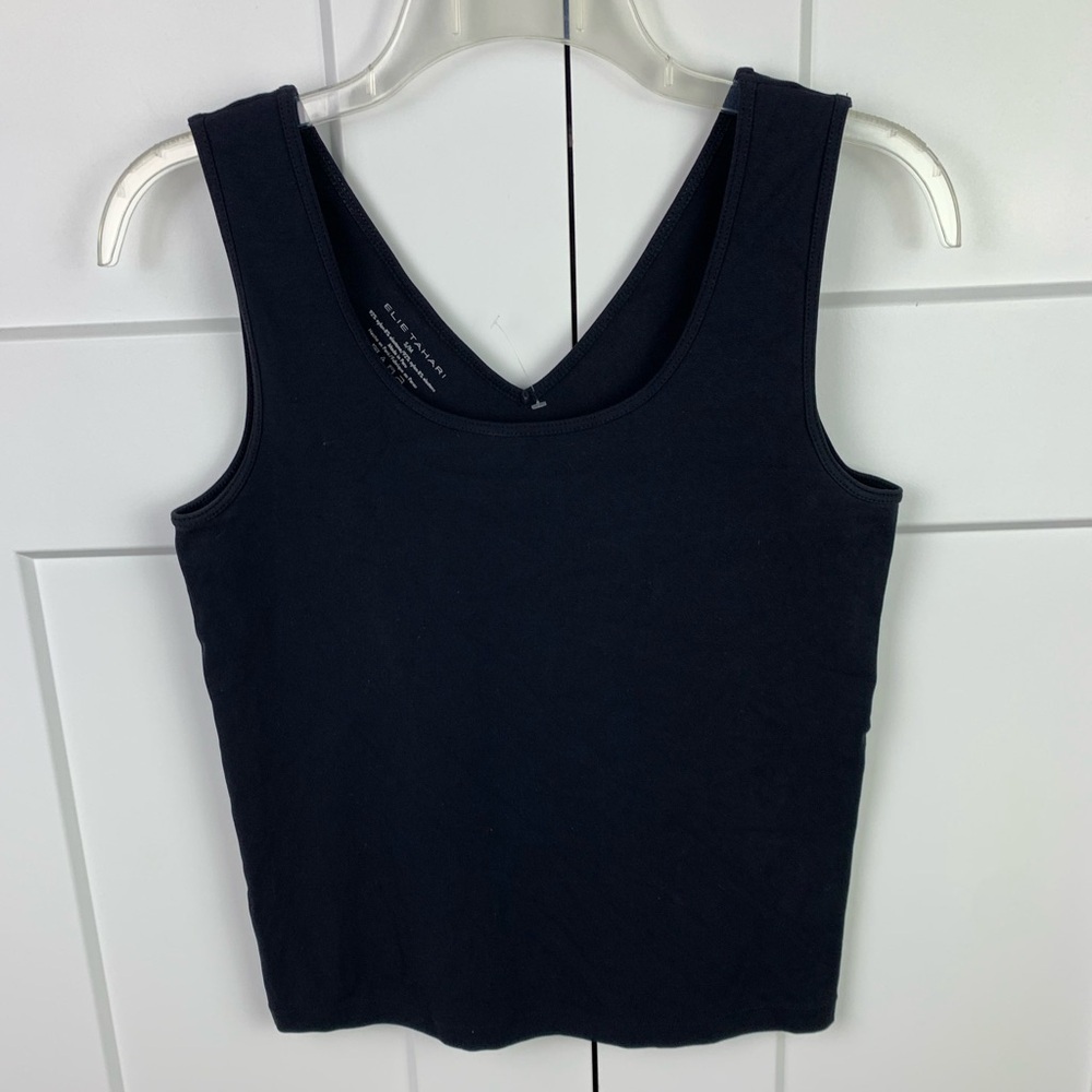 Elie Tahari S M Slimming Black Tank Camisole V Neck Scoop Reversible